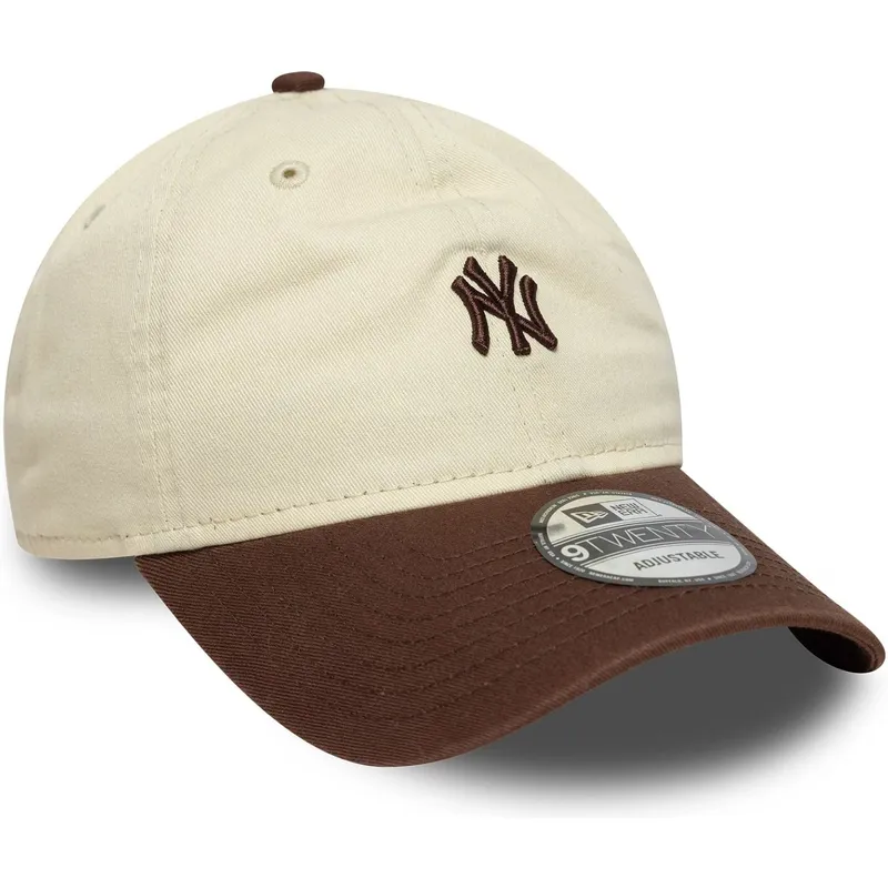 buet-kasket-beige-og-brun-justerbar-9twenty-mini-washed-fra-new-york-yankees-mlb-fra-new-era