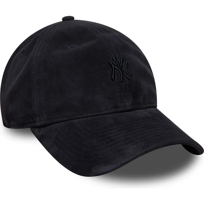 justerbar-marinebla-buet-kasket-med-marineblat-logo-9twenty-suede-fra-new-york-yankees-mlb-fra-new-era