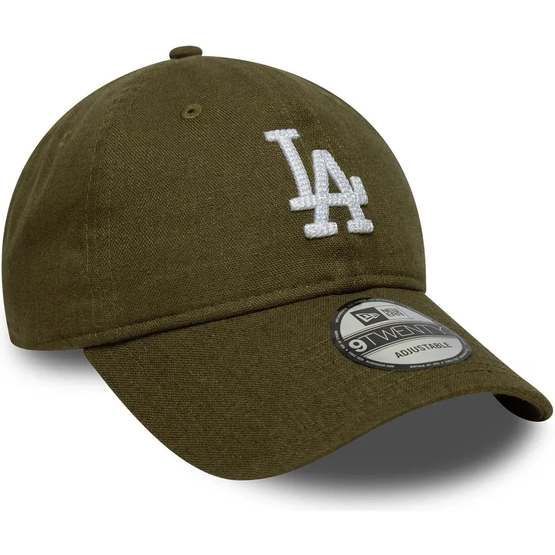 gron-justerbar-kurvet-kasket-9twenty-linen-fra-los-angeles-dodgers-mlb-fra-new-era