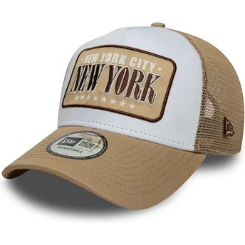 Hvid og brun trucker-kasket A Frame Location fra New York Byer og Strande fra New Era