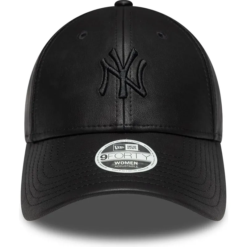 sort-justerbar-curved-kasket-med-sort-logo-til-kvinder-9forty-pu-fra-new-york-yankees-mlb-fra-new-era