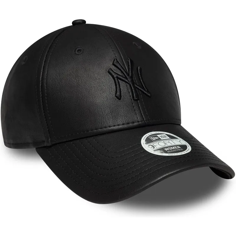 sort-justerbar-curved-kasket-med-sort-logo-til-kvinder-9forty-pu-fra-new-york-yankees-mlb-fra-new-era