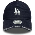 marinebla-justerbar-buet-kasket-til-kvinder-9twenty-denim-stitch-fra-los-angeles-dodgers-mlb-fra-new-era