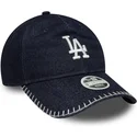 marinebla-justerbar-buet-kasket-til-kvinder-9twenty-denim-stitch-fra-los-angeles-dodgers-mlb-fra-new-era