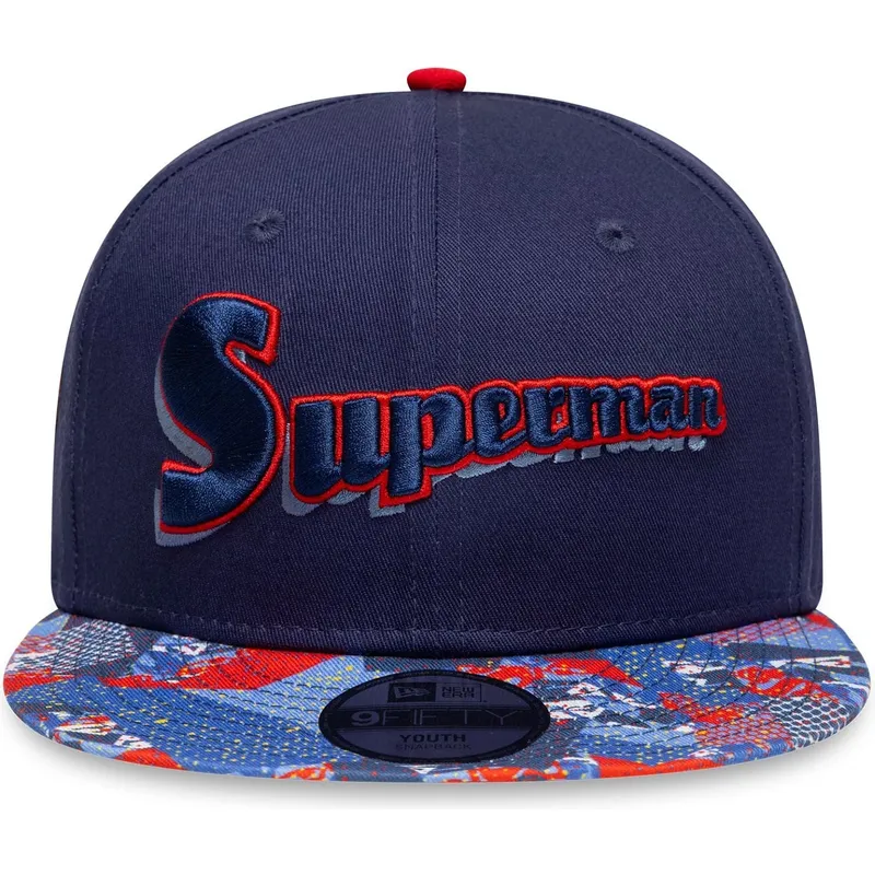 flad-marinebla-snapback-kasket-til-dreng-9fifty-superman-dc-comics-fra-new-era