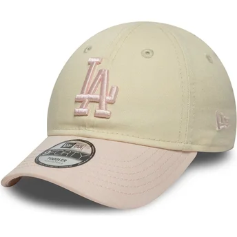 Gorra curva beige y rosa ajustable para niño pequeño 9FORTY League Essential de Los Angeles Dodgers MLB de New Era