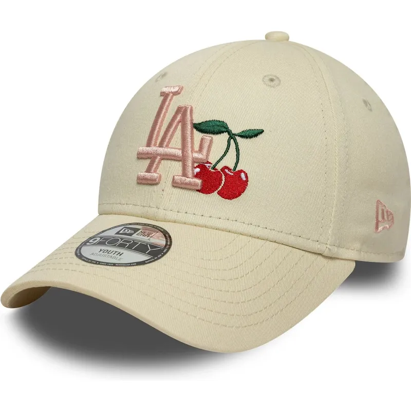 buet-beige-justerbar-kasket-til-born-9forty-fruit-icon-fra-new-york-yankees-mlb-fra-new-era