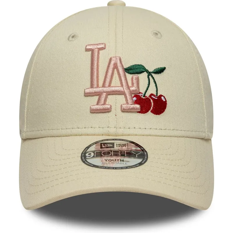 buet-beige-justerbar-kasket-til-born-9forty-fruit-icon-fra-new-york-yankees-mlb-fra-new-era