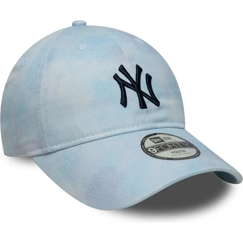 justerbar-bla-buet-kasket-til-dreng-9twenty-tie-dye-fra-new-york-yankees-mlb-fra-new-era