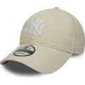 buet-beige-justerbar-9twenty-linen-kasket-af-new-york-yankees-mlb-fra-new-era
