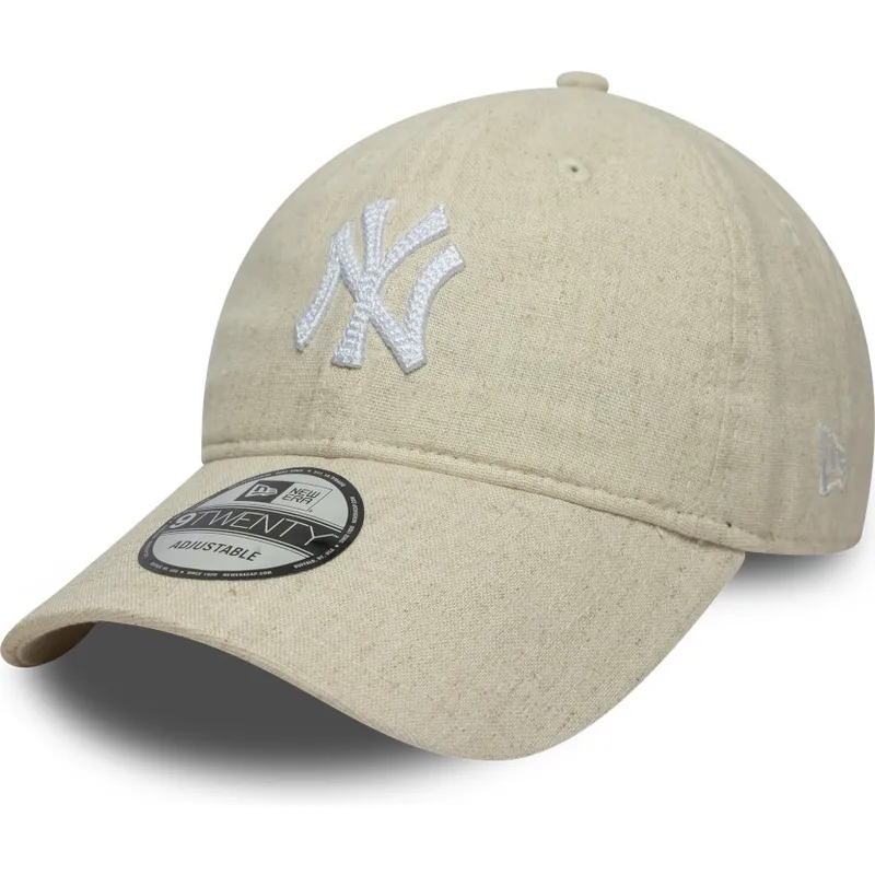 buet-beige-justerbar-9twenty-linen-kasket-af-new-york-yankees-mlb-fra-new-era