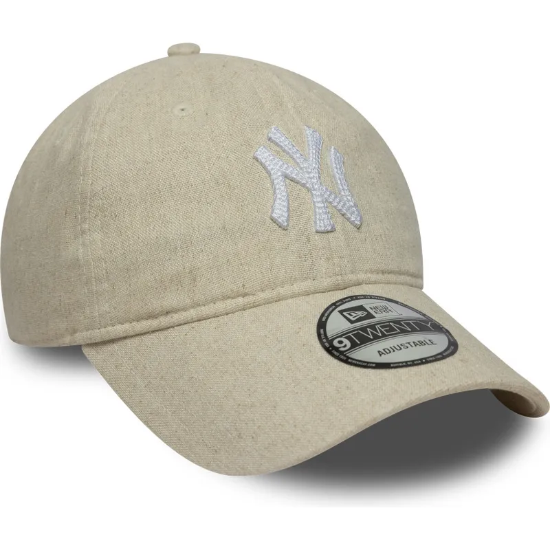 buet-beige-justerbar-9twenty-linen-kasket-af-new-york-yankees-mlb-fra-new-era