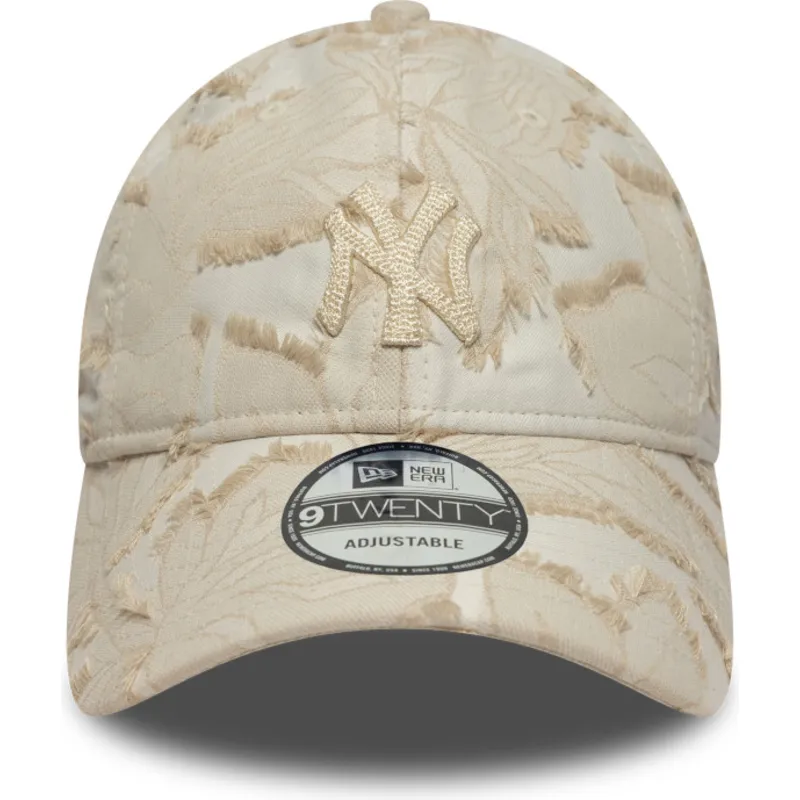 buet-beige-justerbar-kasket-med-beige-logo-9twenty-img-floral-fra-new-york-yankees-mlb-fra-new-era