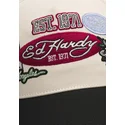 beige-og-sort-trucker-kasket-est-1971-varsity-badge-fra-ed-hardy