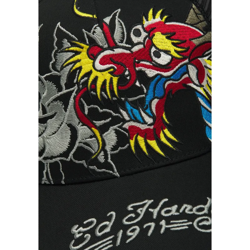 trucker-kasket-sort-dragon-and-roses-graphic-fra-ed-hardy