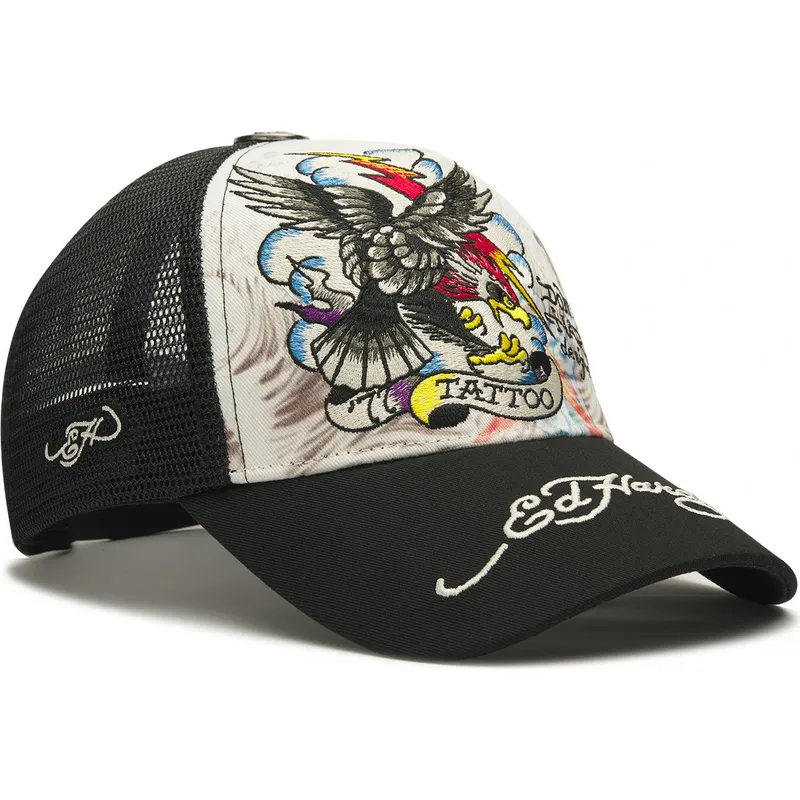 hvid-og-sort-trucker-kasket-tattoo-eagle-graphic-fra-ed-hardy