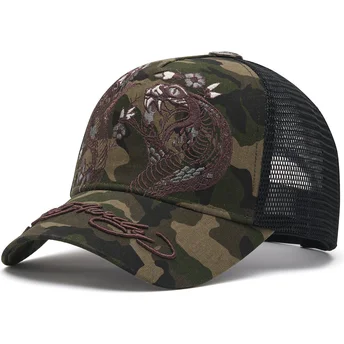 Trucker kasket camouflage 2 Snakes fra Ed Hardy