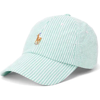 Grøn justerbar buet kasket Stretch Seersucker fra Polo Ralph Lauren
