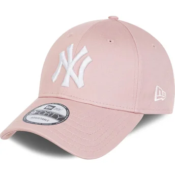 Lyserød justerbar buet kasket med lyserødt logo 9FORTY League Essential fra New York Yankees MLB fra New Era