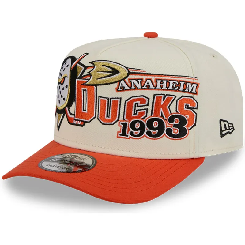 buet-beige-og-orange-snapback-kasket-9fifty-a-frame-classic-fra-anaheim-ducks-nhl-fra-new-era
