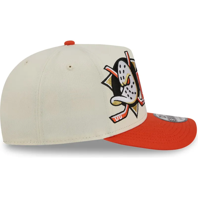 buet-beige-og-orange-snapback-kasket-9fifty-a-frame-classic-fra-anaheim-ducks-nhl-fra-new-era