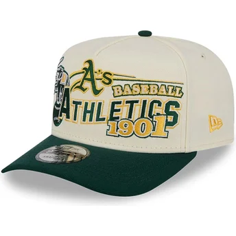 Buet beige og grøn snapback-kasket 9FIFTY A Frame Classic fra Oakland Athletics MLB fra New Era