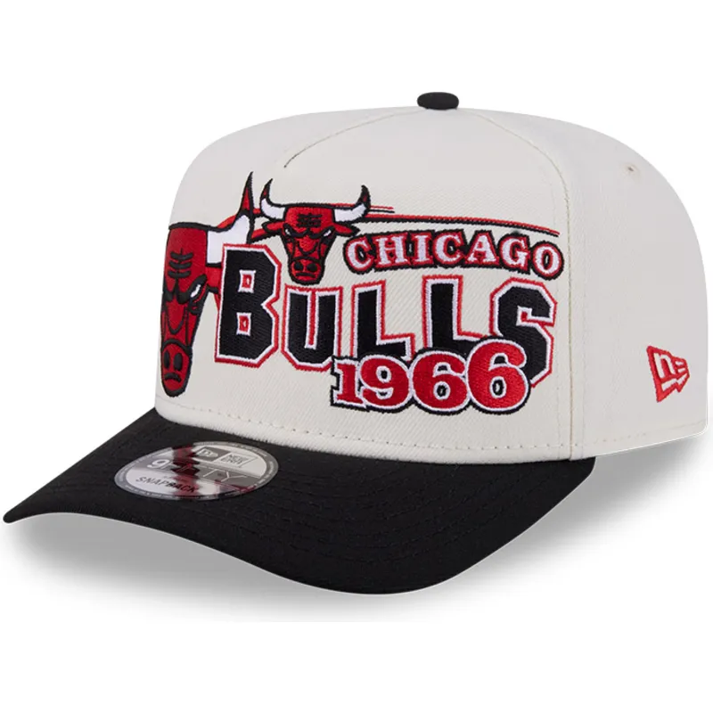 buet-beige-og-sort-snapback-kasket-9fifty-a-frame-classic-fra-chicago-bulls-nba-fra-new-era