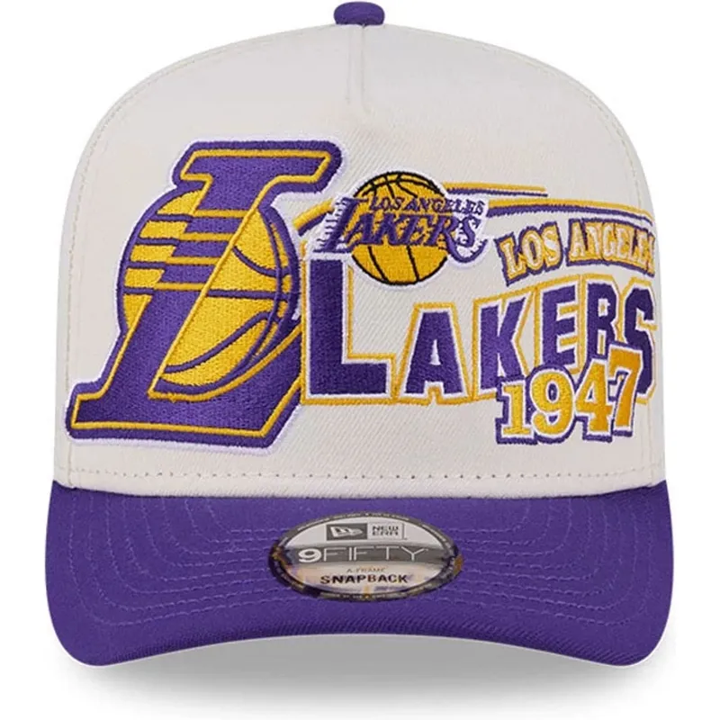 buet-beige-og-violet-snapback-kasket-9fifty-a-frame-classic-fra-los-angeles-lakers-nba-fra-new-era