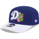 bla-og-hvid-buet-kasket-snapback-9seventy-stretch-snap-flower-fra-los-angeles-dodgers-mlb-fra-new-era