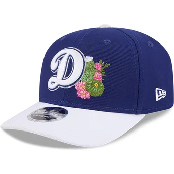 Blå og hvid buet kasket snapback 9SEVENTY Stretch Snap Flower fra Los Angeles Dodgers MLB fra New Era