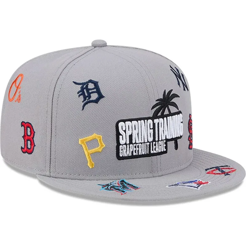 gra-flat-snapback-kasket-9fifty-scattered-grapefruit-league-logo-fra-mlb-fra-new-era
