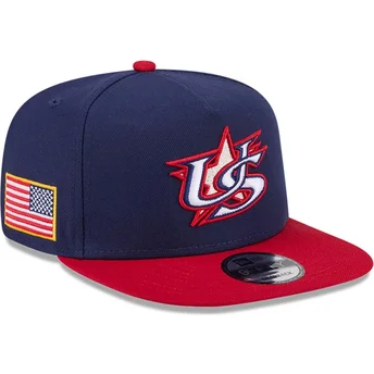 Flad kasket marineblå og rød snapback 9FIFTY A Frame USA 2026 World Baseball Classic fra New Era