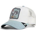 hvid-og-bla-trucker-kasket-med-hane-cock-denim-rooster-the-farm-fra-goorin-bros