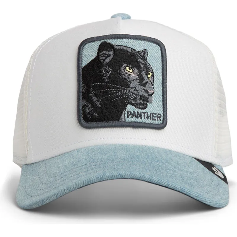 hvid-og-bla-trucker-kasket-panter-denim-panther-the-farm-fra-goorin-bros