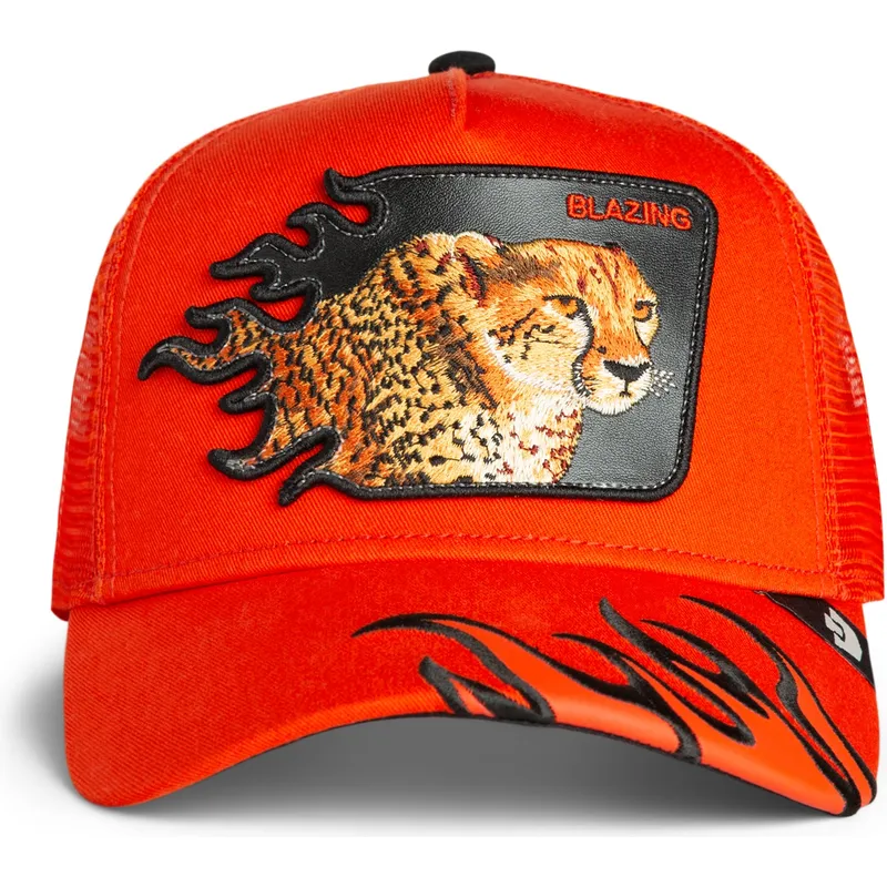 gorra-trucker-naranja-guepardo-blazing-flames-the-farm-de-goorin-bros