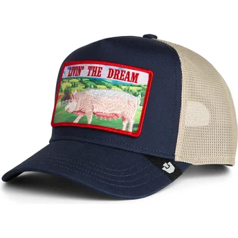 Trucker-kasket marineblå gris Livin' The Dream Greener Grass The Farm fra Goorin Bros.