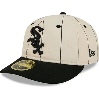 Gorra plana beige ajustada 59FIFTY Retro Crown Linen de Chicago White Sox MLB de New Era