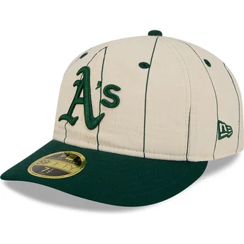 Buet beige fitted kasket 59FIFTY Retro Crown Linen fra Oakland Athletics MLB fra New Era