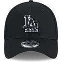 justeret-sort-trucker-kasket-med-sort-logo-39thirty-evergreen-neo-fra-los-angeles-dodgers-mlb-fra-new-era