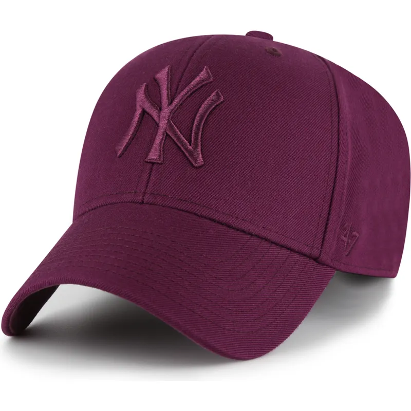 bordeaux-snapback-kasket-med-buet-skygge-og-bordeaux-mvp-logo-fra-new-york-yankees-mlb-fra-47-brand