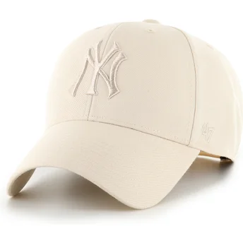 Gorra curva beige snapback con logo beige MVP Ballpark de New York Yankees MLB de 47 Brand