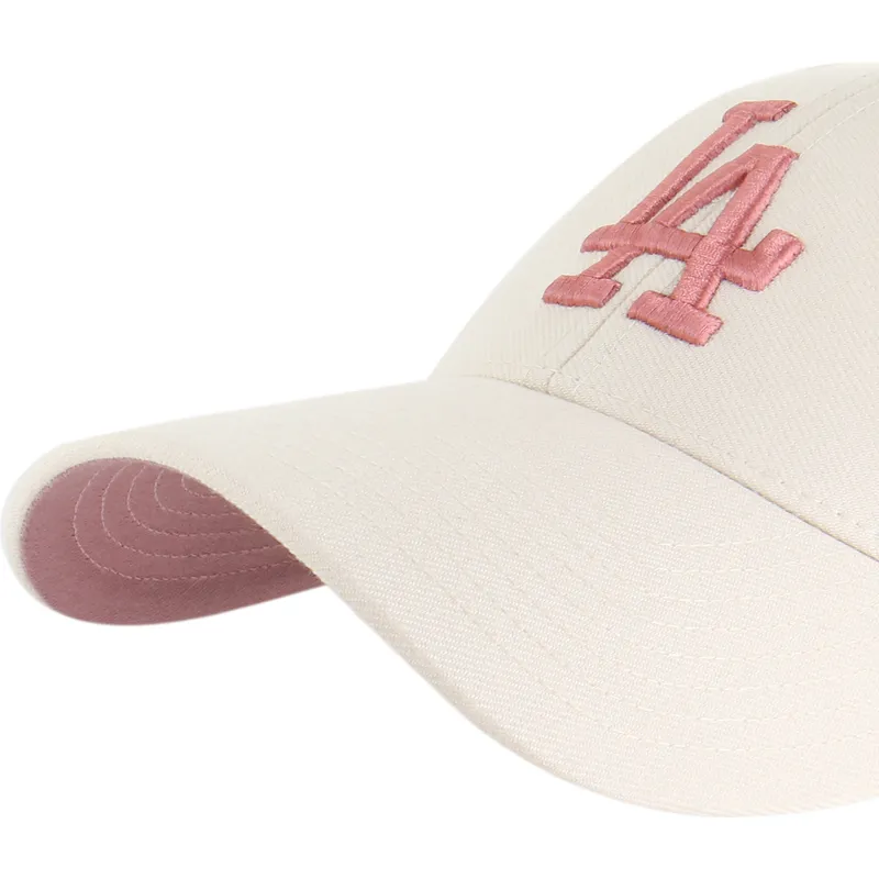 beige-buet-kasket-snapback-med-lyserodt-logo-mvp-ballpark-fra-los-angeles-dodgers-mlb-fra-47-brand
