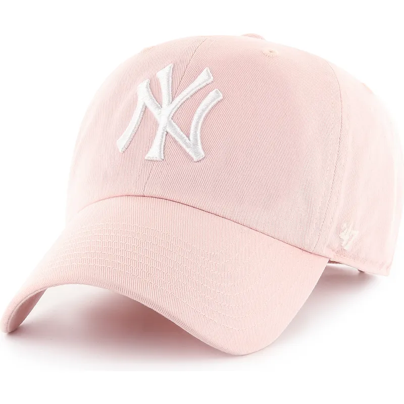 justerbar-lyserod-curved-kasket-clean-up-fra-new-york-yankees-mlb-af-47-brand