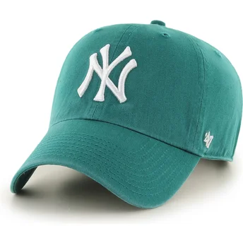 Grøn justerbar curved kasket Clean Up Tailgate Teal fra New York Yankees MLB fra 47 Brand