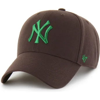 Brun buet snapback-kasket med grønt MVP-logo fra New York Yankees MLB fra 47 Brand
