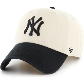Buet beige og sort justerbar kasket Clean Up Two Tone No Loop Label fra New York Yankees MLB fra 47 Brand