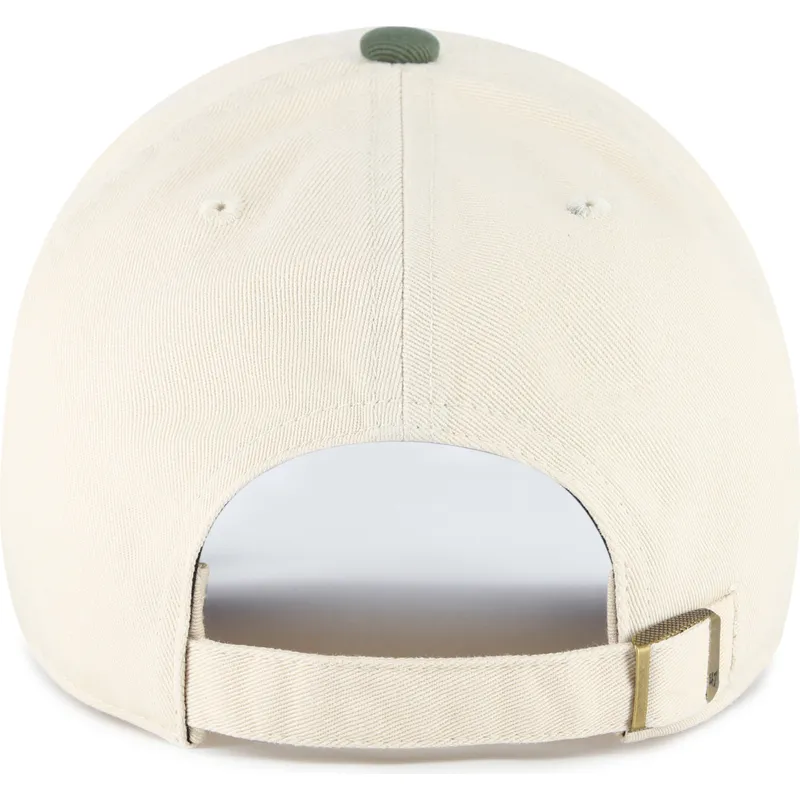 buet-beige-og-gron-justerbar-kasket-clean-up-two-tone-no-loop-label-fra-new-york-yankees-mlb-fra-47-brand
