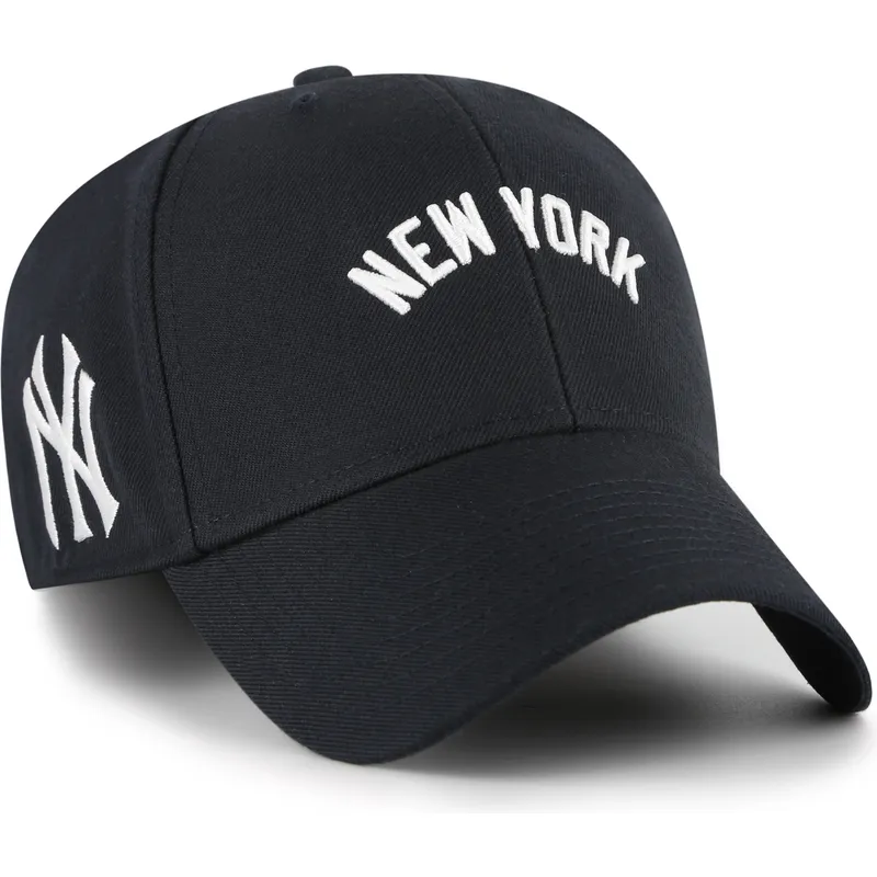 morkebla-justerbar-kurvet-kasket-mvp-ballpark-script-shot-fra-new-york-yankees-mlb-fra-47-brand