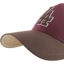 bordeaux-og-brun-buet-snapback-kasket-mvp-dt-sure-shot-two-tone-cotton-fra-los-angeles-dodgers-mlb-fra-47-brand