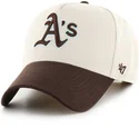 buet-beige-og-brun-snapback-kasket-mvp-dt-sure-shot-two-tone-cotton-fra-oakland-athletics-mlb-fra-47-brand